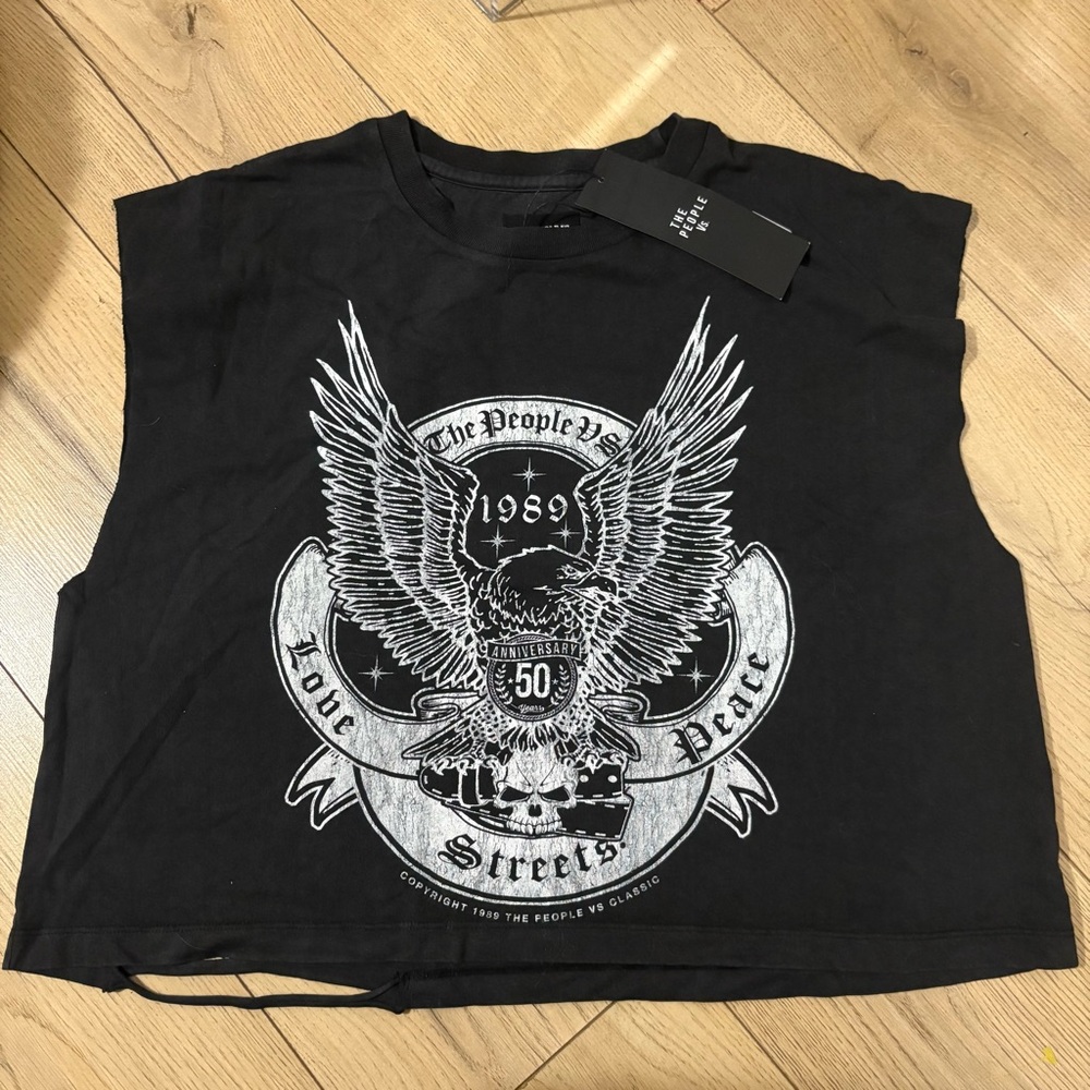 The People Vs. Black Graphic Tee with Eagle Design